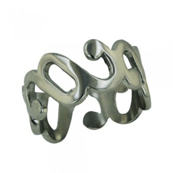 Stainless Steel Ring Swirls Wide Band
