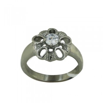Stainless Steel Ring Open Flw Cl Cz Center