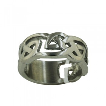 Stainless Steel Ring Wide Band Filigree