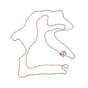 Sterling Silver Bead Chain 34" Rose Gold Plating Spring Lock
