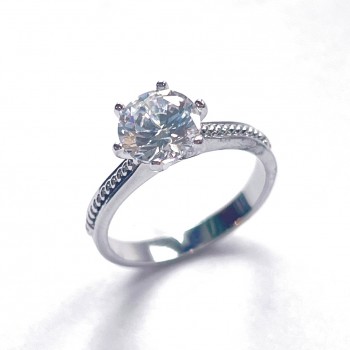 Brass Ring Rope with Clear Cubic Zirconia Rhodium Plating